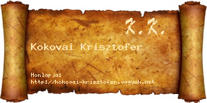 Kokovai Krisztofer névjegykártya